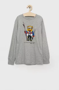 Polo Ralph Lauren longsleeve bawełniany dziecięcy kolor szary z nadrukiem - Bluzki dla chłopców - miniaturka - grafika 1