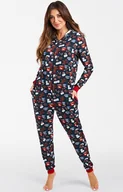 Piżamy damskie - Świąteczna piżama jednoczęściowa granatowa Makala, Kolor granatowy-wzór, Rozmiar M, Italian Fashion - Primodo.com - miniaturka - grafika 1