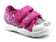Buty dla dziewczynek - Miękkie kapcie dziecięce na rzepy - Befado 907P126, różowy króliczek, zajączek - miniaturka - grafika 1