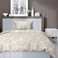 Pościel - Pościel satynowa 140 x 200 cm Home Satin, beżowa z geometrycznym wzorem - miniaturka - grafika 1