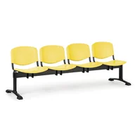 Inne meble biurowe - Euroseat Ławka do poczekalni plastikowa ISO, 4-siedziska, żółty, czarne nogi 300248 - miniaturka - grafika 1