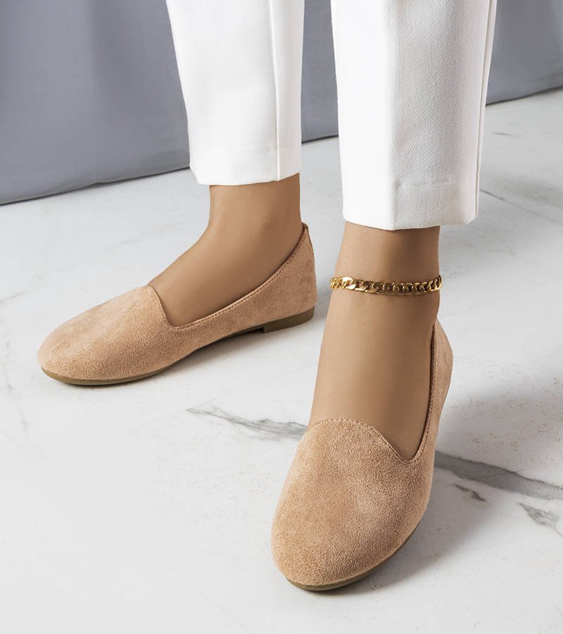 Beżowe balerinki eko-zamszu Marion-38