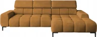 Sofy i kanapy - DomoHome Narożnik tapicerowany w kształcie litery L prawy bok 177x270 cm Narożnik z funkcją spania Sofa rozkładana Funkcja spania Małe 3 siedziska Regulowane zagłówki Regulowane siedzisko Złoty - miniaturka - grafika 1