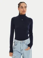 Swetry damskie - Tommy Jeans Golf Essential DW0DW19686 Granatowy Regular Fit - miniaturka - grafika 1