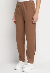 Brązowe Bawełniane Spodnie z Wysokim Stanem Melili - Spodnie damskie - miniaturka - grafika 1
