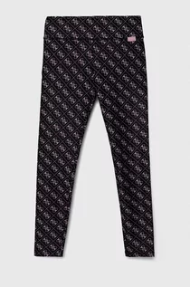 Spodnie i spodenki dla dziewczynek - Guess legginsy dziecięce kolor czarny wzorzyste - grafika 1
