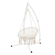Fotele ogrodowe wiszące - Fotel wiszący z beżową ramą wykonany z bawełny do 120 kg ML-Design - miniaturka - grafika 1