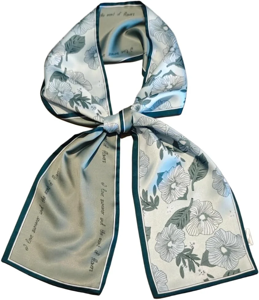 SZALIK 150X16CM SATYNOWY DWUWARSTWOWY JEDWABNY KWIATOWY WIELOFUNKCYJNY