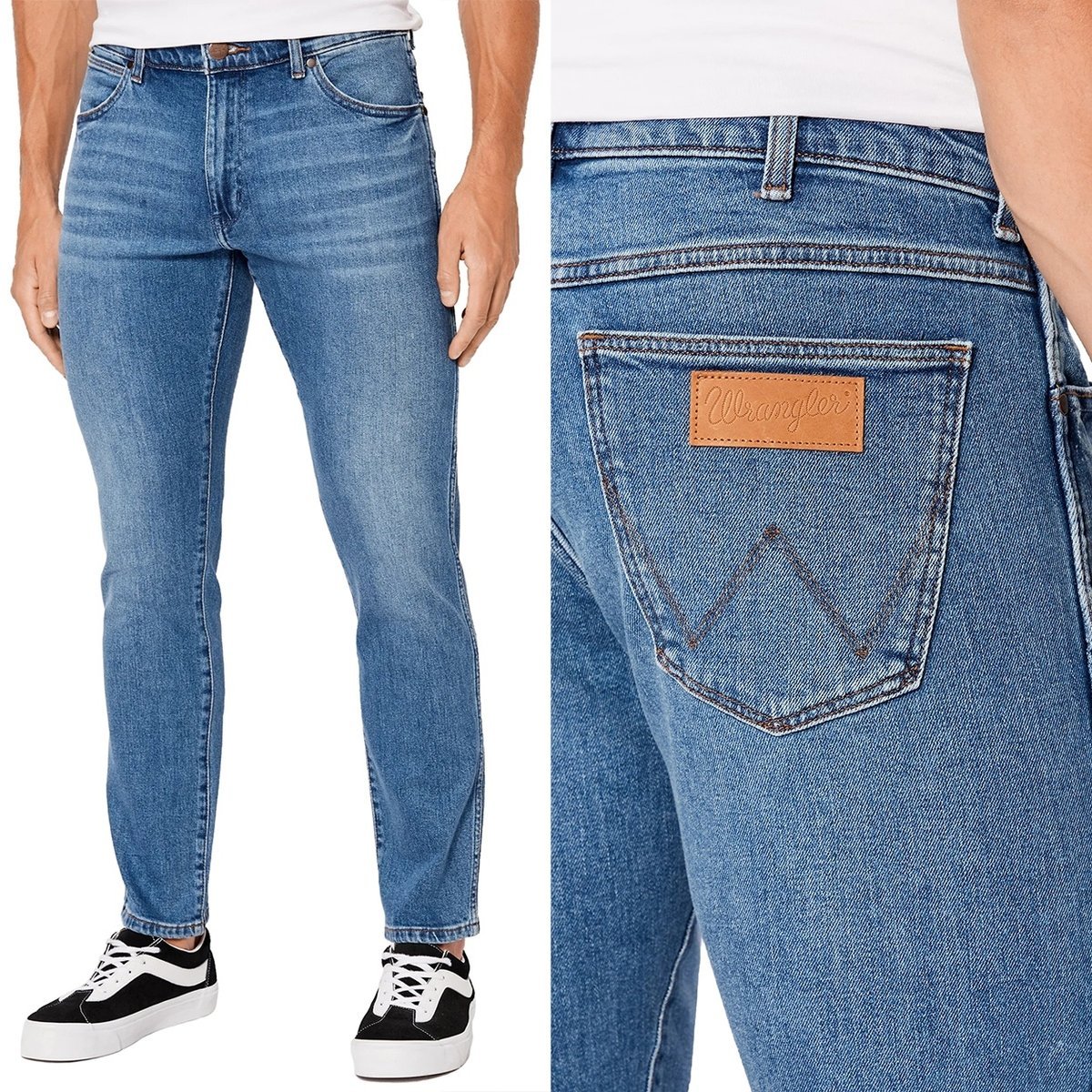 Wrangler LARSTON New Favorite DOPASOWANE SPODNIE JEANSOWE DżINS W38 L30