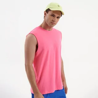 Koszulki sportowe męskie - House - Gładka koszulka bez rękawów różowa - Różowy - grafika 1