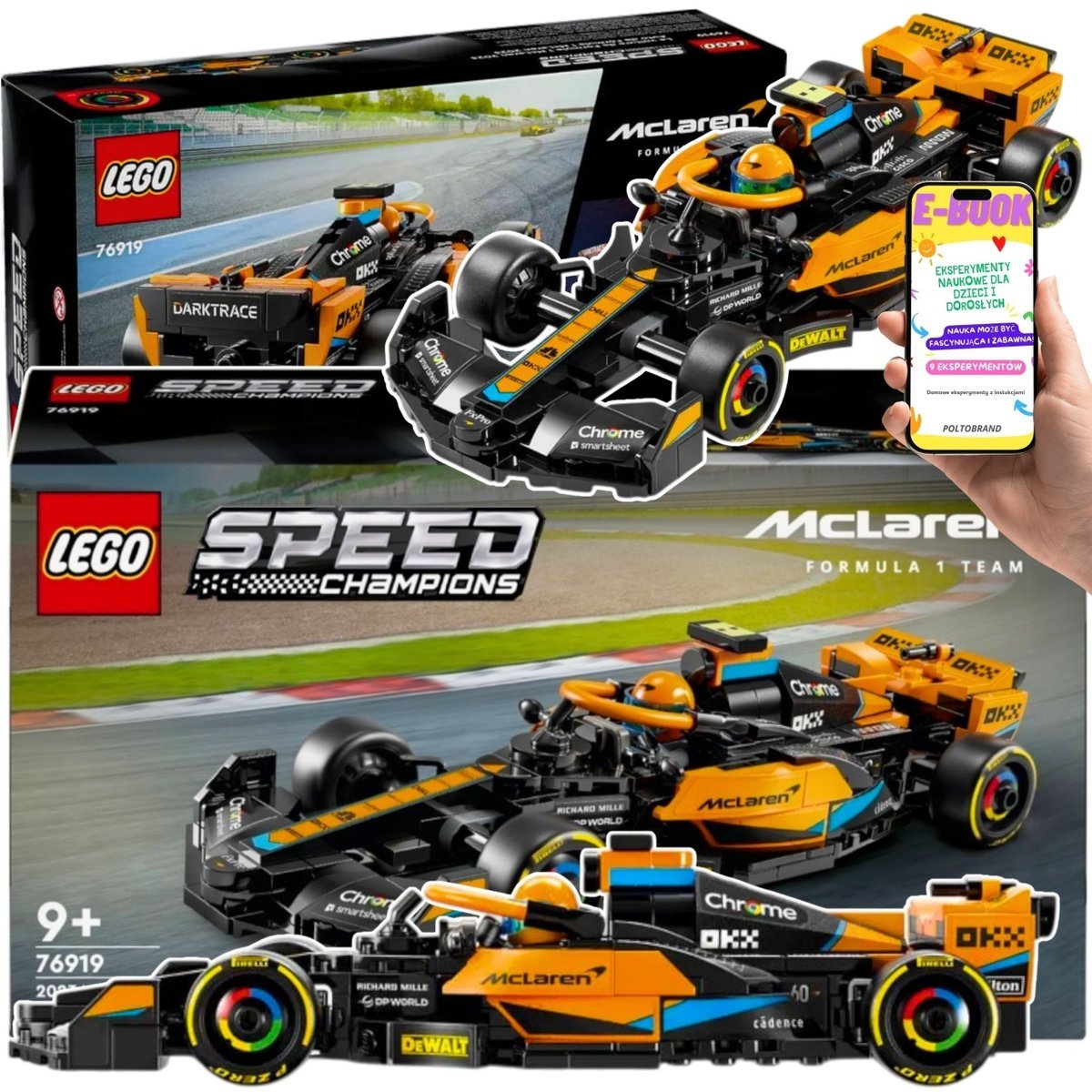 LEGO PREZENT AUTKO - LEGO F1 McLaren Formula 1 – Zestaw (76919) z Minifigurką Kierowcy DLA CHŁOPCA SYNA + EBOOK