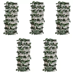 vidaxl Płot kratka, wierzba ze sztucznymi listkami, 5 szt., 180x60 cm 147752 - Ogrodzenia - miniaturka - grafika 1