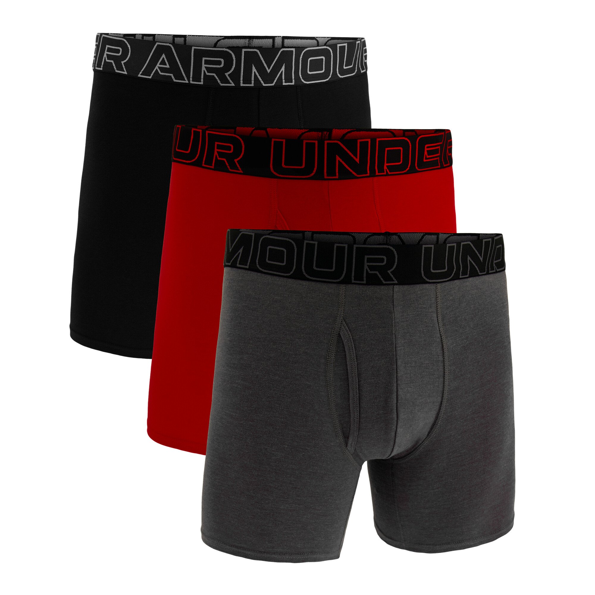 Bokserki męskie Under Armour Perf Cotton Solid 6in 3Pack Castlerock Heather XXL