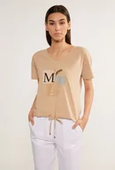 Koszulki i topy damskie - Bawełniany t-shirt z ozdobnym panelem - Monnari - miniaturka - grafika 1