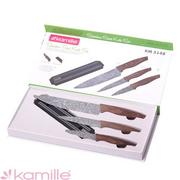 Noże kuchenne - Kamille Zestaw noży + listwa w pudełku drewno granit 4el. 5148 - miniaturka - grafika 1