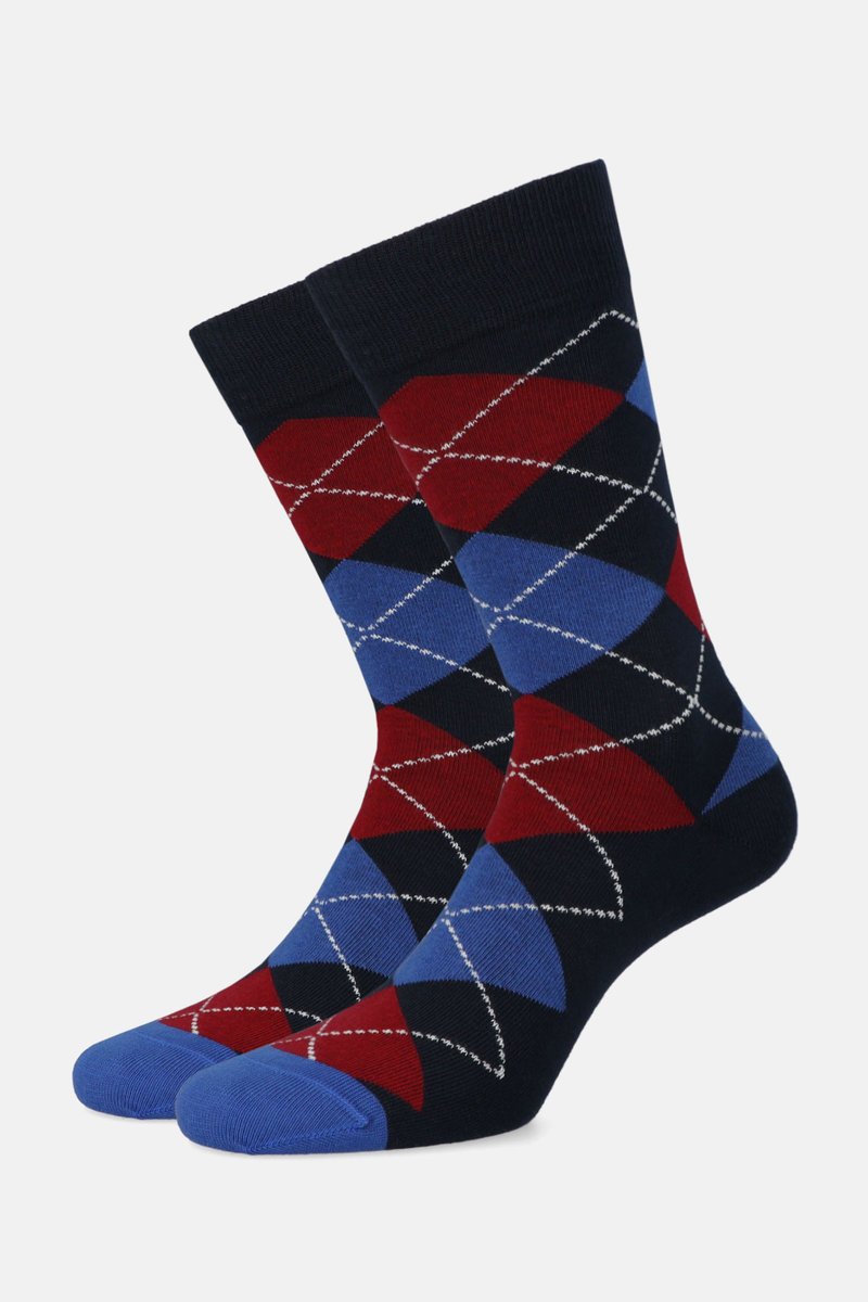 Skarpety Granatowo-Bordowe we Wzór