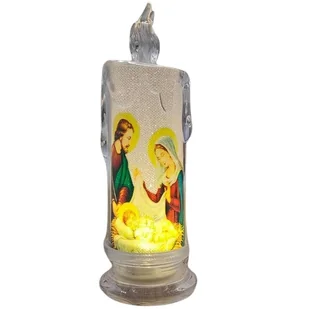 Znicz Led 18,5 Cm Maryja Józef Jezus Święta Rodzina Świeca Świeczka Baterie - Lampiony i znicze - miniaturka - grafika 1