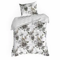 Pościel - Eurofirany Pościel satynowa 140x200 Spring 39 biała szara kwiaty NEW24 - miniaturka - grafika 1
