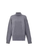 Swetry damskie - Aleva Damski sweter Slouchy z golfem, akryl, jasnoszary, melanż, rozmiar M/L, jasnoszary melanż, M - miniaturka - grafika 1