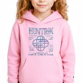 Bluzy dla dziewczynek - Bluza Dziecięca Różowa Z Kapturem HUNTRIX AFFIRMATION Bajka Wzory - 164 cm - miniaturka - grafika 1