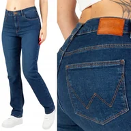Spodnie damskie - Wrangler STRAIGHT She Wolf PROSTE WYŻSZY STAN CIEMNY DżINS W27 L32 - miniaturka - grafika 1