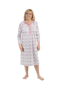 Koszula Nocna Damska 2Xl Długi Rękaw Długa Luźna Bawełniana Kwiaty Róż - Bielizna nocna - miniaturka - grafika 1