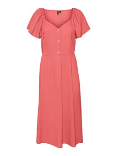 Sukienki - VERO MODA Damska sukienka Vmmymilo Ss Calf Dress WVN Ga, ge peach, S - grafika 1