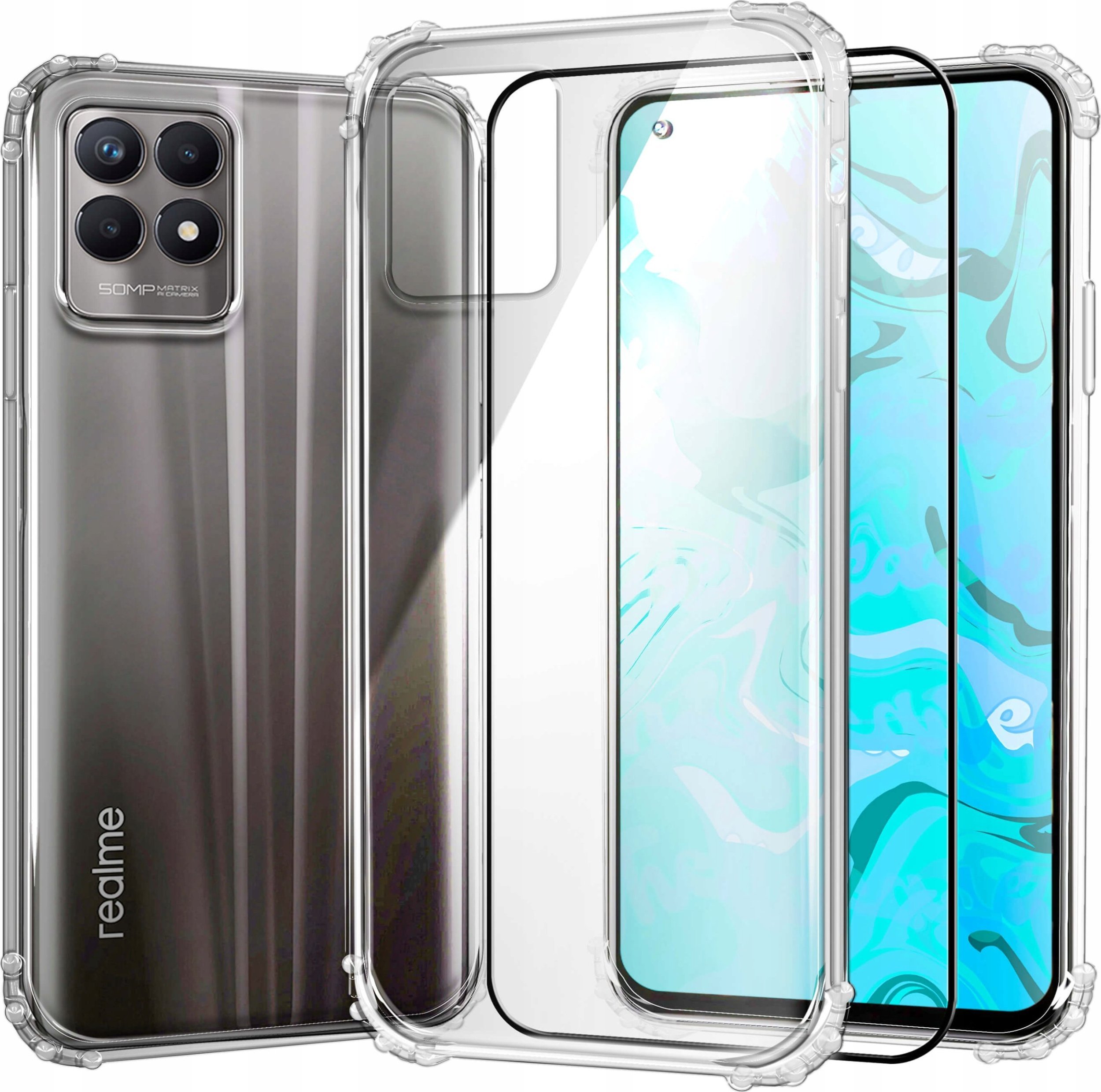 Hello Case ETUI PANCERNE DO REALME 8I SILIKON ANTI SHOCK CASE SZKŁO HARTOWANE 9H