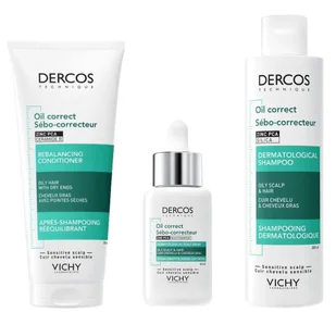 Vichy Dercos Zestaw (Oil Correct Szampon 200ml + Serum 50ml + Odżywka 200ml) - Zestawy kosmetyków damskich - miniaturka - grafika 1