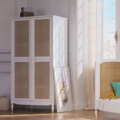 Szafy i szafki dla dzieci - Szafa biała rattanowa Armoire Hermione Neige - miniaturka - grafika 1