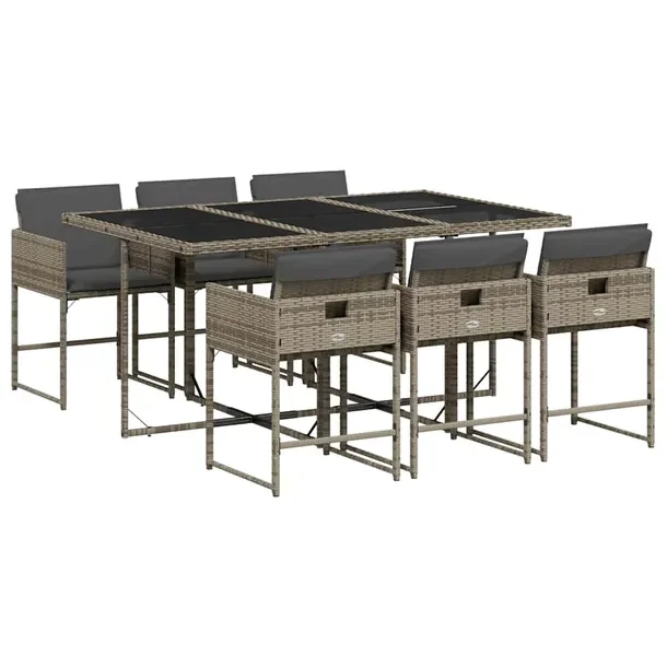 Zestaw Mebli Ogrodowych Rattan PE Szary, Stół 165x106x73 cm, Krzesła 50,