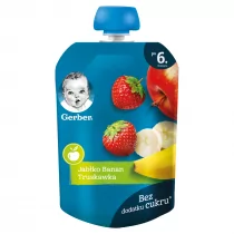 Gerber Deser w tubce jabłko z bananem i truskawkami po 6. miesiącu 80 g - Desery dla dzieci - miniaturka - grafika 1