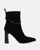 Botki damskie - Eleganckie czarne botki z zamszu - Venezia - miniaturka - grafika 1