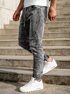 Spodnie męskie - Czarne spodnie jeansowe joggery męskie Denley TF052 - grafika 1