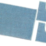 Dywaniki łazienkowe - Dywanik łazienkowy Zestaw 3 sztuk Czysta Bawełna Miękki Nadaje się do prania 100% Wyprodukowano We Włoszech Jasnoniebieski - miniaturka - grafika 1