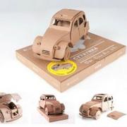 Kolekcjonerskie modele pojazdów - Cytrynka brązowa samochód z tektury do składania DIY Leolandia - miniaturka - grafika 1