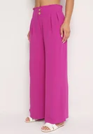 Spodnie damskie - Fioletowe Szerokie Spodnie Alladynki z Wysokim Stanem i Gumką w Talii Rissanas - miniaturka - grafika 1
