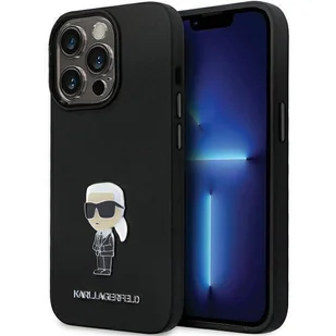 Etui Karl Lagerfeld KLHCP13LSMHKNPK na iPhone 13 Pro / 13 - czarne Silicone Ikonik Metal Pin - Etui i futerały do telefonów - miniaturka - grafika 1