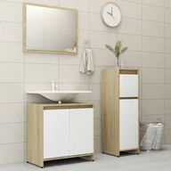 Meble łazienkowe - vidaXL vidaXL 3-częściowy zestaw mebli łazienkowych, biel i dąb sonoma, płyta 8720286166314 - miniaturka - grafika 1