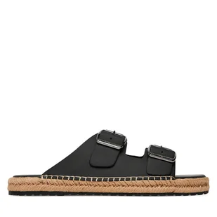 Espadryle Tommy Hilfiger Flex Jutte Hilfiger Lth Sandal FM0FM05646 Czarny - Espadryle męskie - miniaturka - grafika 1