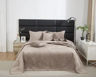 Beżowa Narzuta Pikowana Velvet na Łóżko 160x220 MAYA - Narzuty - miniaturka - grafika 1