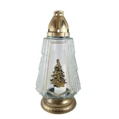 Lampiony i znicze - Znicz szklany choinka 35 cm 45 h złoty - miniaturka - grafika 1