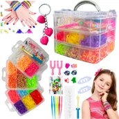 Prace ręczne dla dzieci - Gumki Do Robienia Bransoletek Zestaw Xxl Kreatywny Diy Akcesoria 4500 Szt + BRELOCZEK - miniaturka - grafika 1