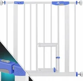 Zabezpieczenia dla dzieci - KIDIZ Barierka na drzwi, schody , rozporowa odcienie bieli, niebieskiego - miniaturka - grafika 1