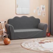 Sofy i kanapy - Lumarko 2-os. sofa dla dzieci, antracytowa, miękki plusz - miniaturka - grafika 1