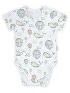 Body dla niemowląt - Niemowlęce body bawełniane z krótkim rękawem wieloryby białe Nicol,r.68 - miniaturka - grafika 1