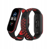 Akcesoria do smartwatchy - Pasek opaska zamienna do xiaomi mi band 5/6/7 oddychająca czarno - czerwona - miniaturka - grafika 1