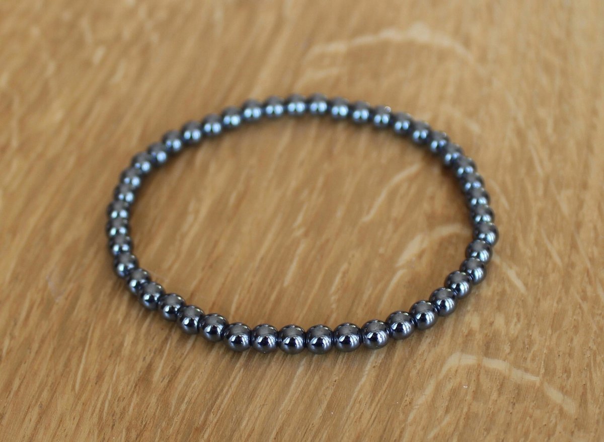 Bransoletka HEMATYT kule 4,0mm gumka agalag