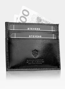 Etui Skórzane Na Karty SLIM Portfe Cardholder Stevens Czarne - Etui na klucze - miniaturka - grafika 1