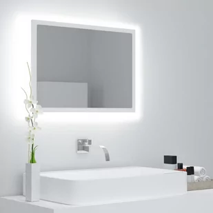 vidaXL Lustro łazienkowe z LED, białe, 60x8,5x37 cm, płyta wiórowa - Lustra - miniaturka - grafika 1